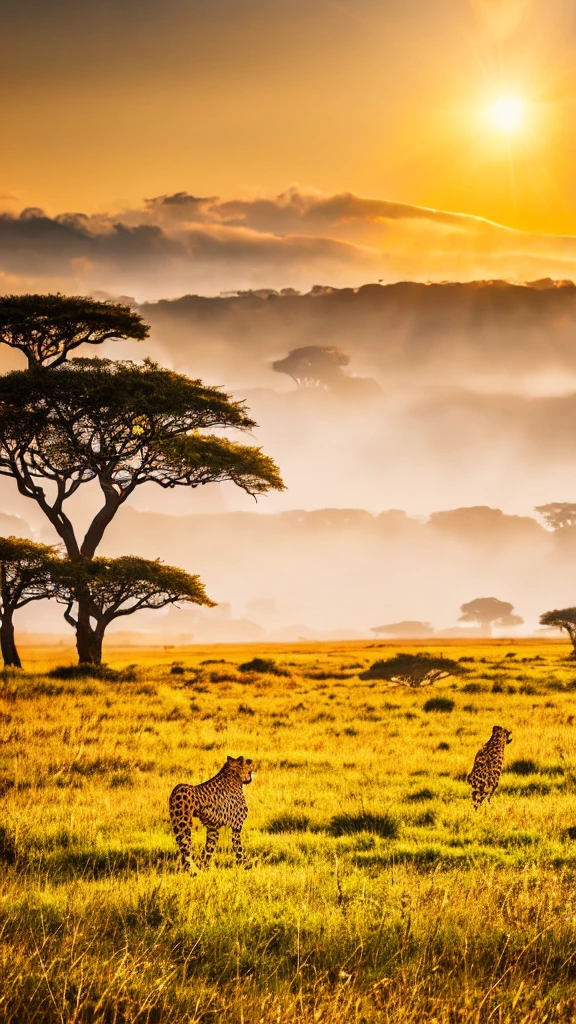 masterpiece, highres, cheetah, savanna, best light