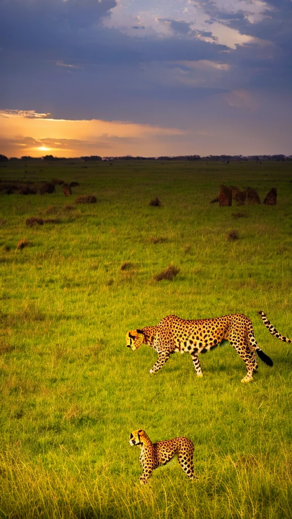 masterpiece, highres, cheetah, savanna, best light