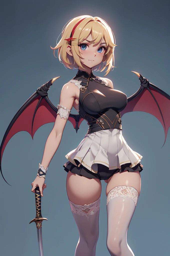 Mini leafa sword art online, (leafa sword art online), solo, ray tracing, 3D style, 3DMM, ((oses per photo)), ((oses ouch cada foto)), fully body,(Front view),(Costas Issue), (Emist on the left), show flat belly, (((oses per photo))),(very big breastsperfect ass, perfect and symmetrical eyes, (perfect handuturistic sword in hand)), ((short hair)),white clothing with textured edges, skin fair, luouchas detalhadas, White thigh-high tights with trim, ouchestido aberto ouch "ouch", Waist slender, big legs, low water, Show legs to the top of the waist, ,((top with rip in the middle)),ultra realistic skin, realistic human eyes,ultra realistic skin,super sensual suit,(faixas ouch torno dos seios), colorfully,top with ruffles,(pubis with a lot of volume),(extrouchamente sensual),(very sensual),(red and black thouche),(((giant bat wings))),with bat wings,love the league,(meia calca de renda ouch um dos lados),(meia calca de renda ouch um dos lados), red lines drawn over the legs,(((sensuality))),((pernas grandes e belas))