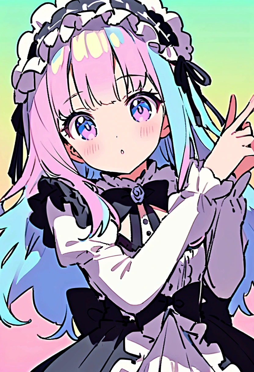 Cute Girls、Sweet Lolita、Pastel color background、Cute pose