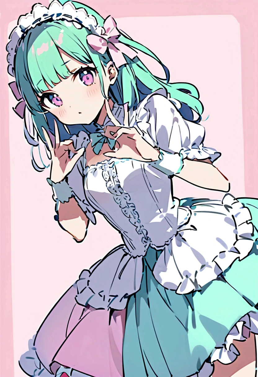 Cute Girls、Sweet ta、Pastel color background、Cute pose