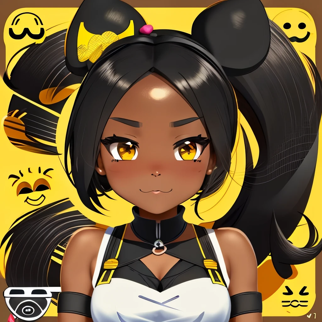 Beautiful black girl, emoji pack, 9 emoticons, emoji sheet, Various poses and expressions, Anthropomorphic style, Disney style, black strokes, Different emotions,multiple pos and expressions, 8k --niji 5