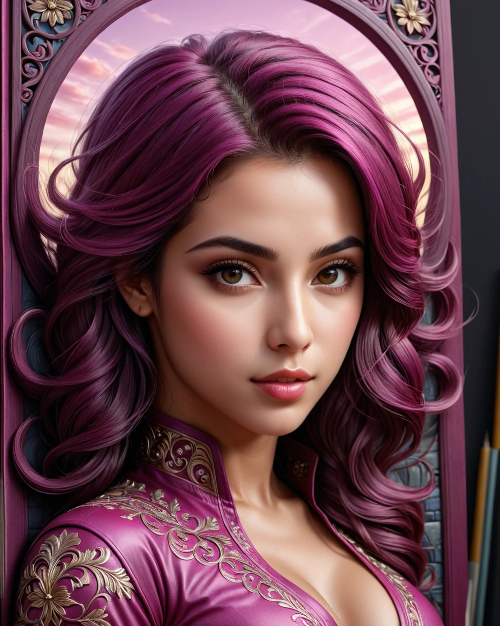 conceptual artwork (ultrarealistic:1.3) uma pessoa está desenhandu um Boken com muitos desenhos, altamente detalhadu dark art, intricate 3d illustration, 4K. Desenho detalhadu, extremely detailed art, altamente detalhadu drawing, insanely altamente detalhadu artwork, incredibly detailed art, high detailed art, desenho detalhadu em 4k, obras de incredibly detailed arts, incredibly detailed art, intricate realistic fantasy, fotorrealista muito intrincadu, Epic 3D illustrations,(Magenta tint:1.3) . digitl art, Illustrative, pictorial, mattepainting, altamente detalhadu, GenerateBookCover --title "De Tímidu a Titã: Os Segredus da Superação" --author "Seu Nome" --theme "Transformation, Determination" --style "moderno, Inspiradur" --output "layer_du_Boken.png"
