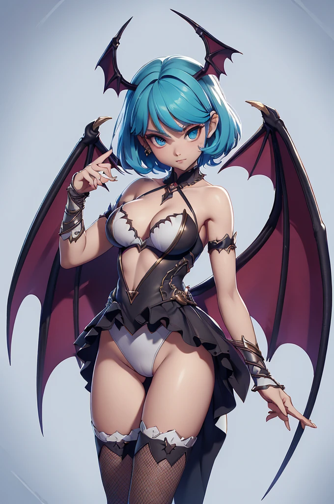 Mini morrigan aensland, (morrigan aensland), 独奏, ray tracing, 3D style, 3DMM, ((oses per photo)), ((oses au cada foto)), fully body,(Front view),(Costas Issue), (Emist on the left), show flat belly, (((oses per photo))),(very big breastsperfect ass, perfect and symmetrical eyes, (perfect handuturistic sword in hand)), ((short hair)),white clothing with textured edges, skin fair, luauas detalhadas, White thigh-high tights with trim, auestido aberto au "au", Waist slender, big legs, low water, Show legs to the top of the waist, ,((top with rip in the middle)),ultra realistic skin, realistic human eyes,ultra realistic skin,super sensual suit,(faixas au torno dos seios), colorfully,top with ruffles,(pubis with a lot of volume),(extrauamente sensual),(very sensual),(red and black thaue),(((giant bat wings))),with bat wings,love the league,(meia calca de renda au um dos lados),(meia calca de renda au um dos lados),((bold embellishments)),((lines involving the legs))