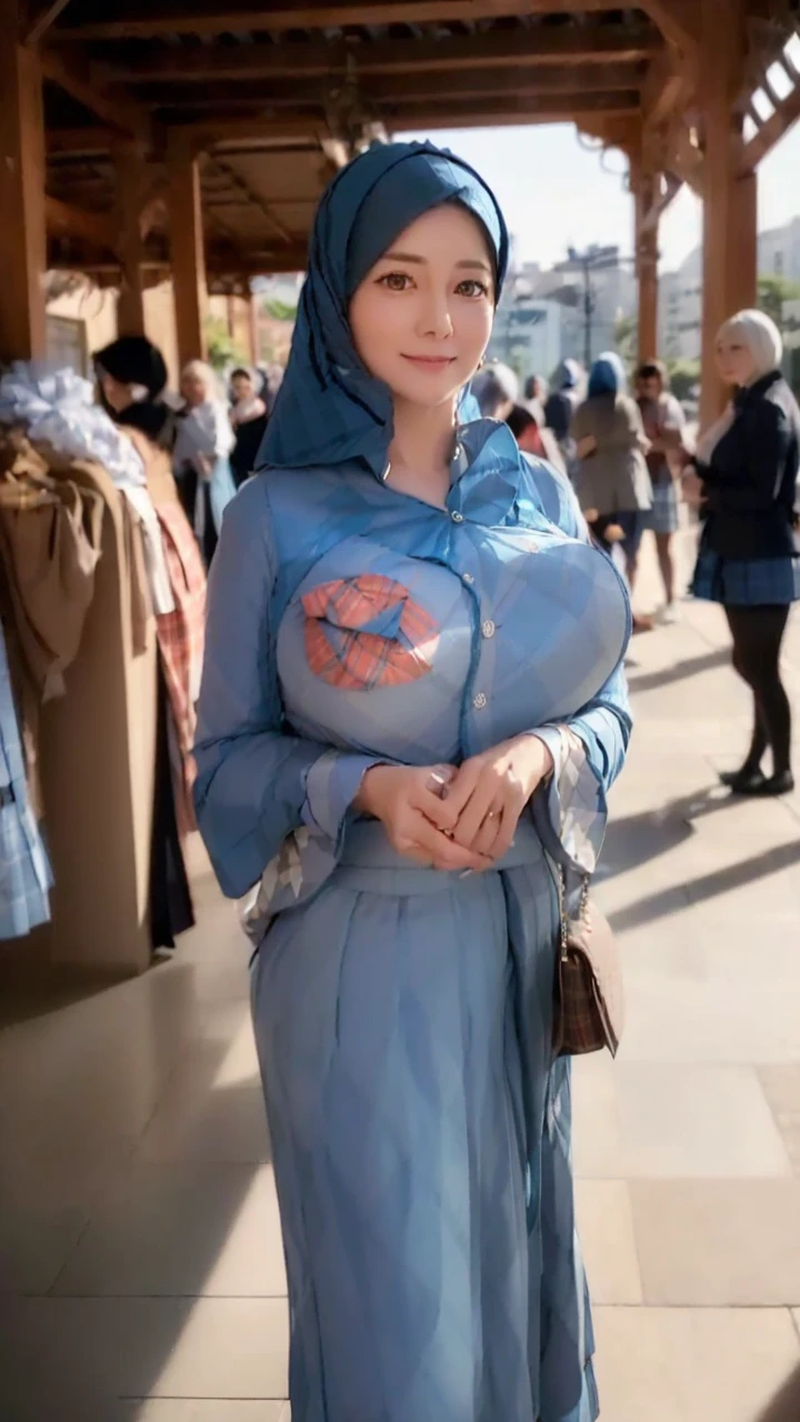 marian rivera,((White collar shirt、Light blue plaid pleated skirt:1.4)、foot, enchanting smile, closed clothes, polite attire, The face of beauty , Because I'm slender , abs:1.4, 30 years old, ((1 girl, alone)), ((full body)), ((huge breasts:1.3)), Breastfeeding A. to, (K, Raw photo, highest quality, Masterpiece 11.4), (realistic, photo-realistic:1.37), (micro:1.4), exposed , ((diamond necKlace)), earrings, glamorous, white sKin, ((in a luxurious hall), looK at viewers, thick brunette hair, long hair, (lit), dynamic pose, (), ((beautiful eyes), erotic, HDR, very detailed, ambient occlusion, nature, harmonious composition, fine art photography, beauty , excellent anatomy, exposed detail