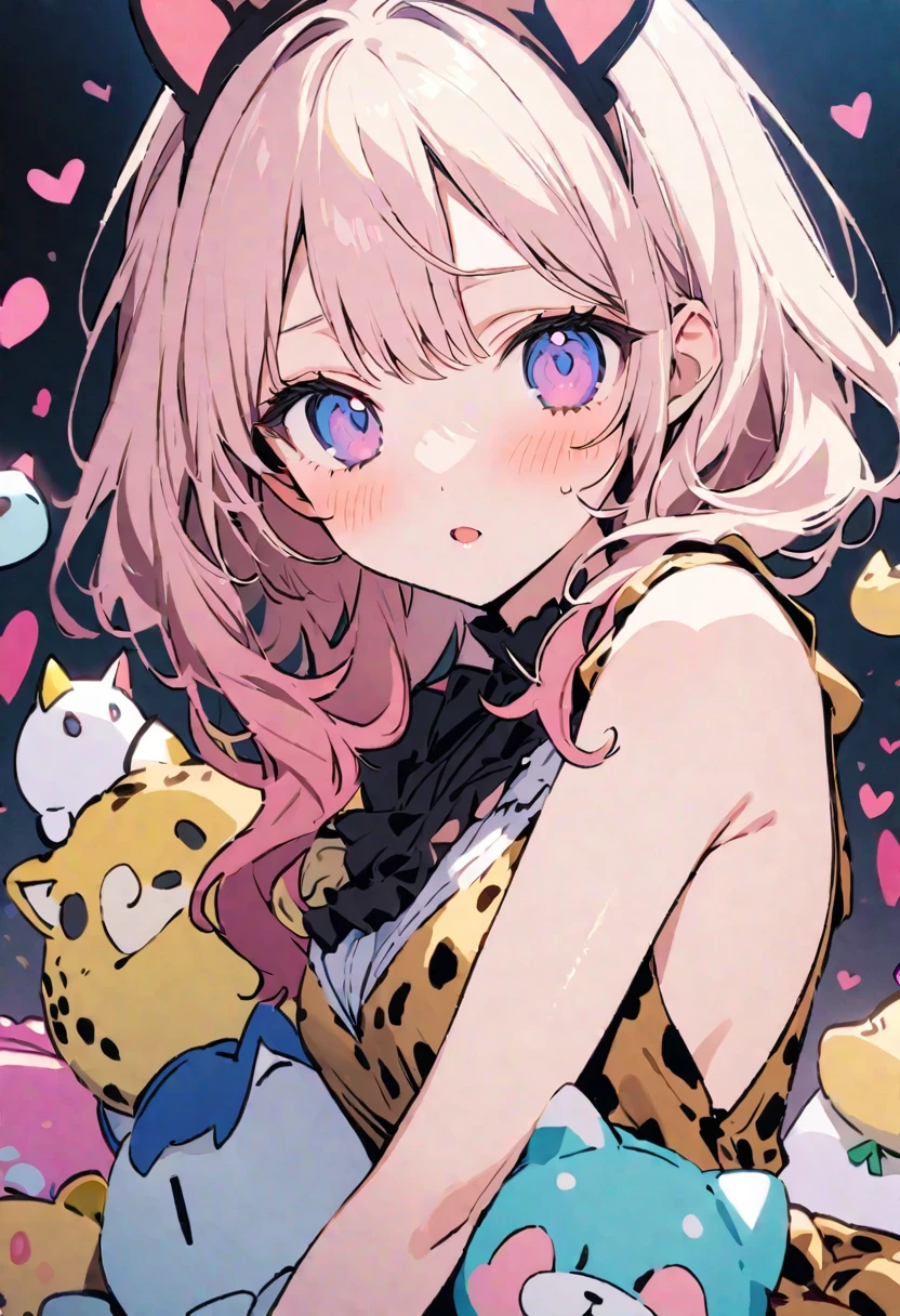 masterpiece, Highest quality, Illustration of the novel, High resolution, 18+ Adult content, Sensual, Intimate, Emotional, Passionate, romantic, sweet, Adorable, Innocent, Pure, Charmな, Charmな, Charm, mysterious, Charmな, Charmな, Immersive, Charmな, dream-like, Surreal, Imaginative, Whimsical, Artistic, Avant-garde, timeless, elegant, Sophisticated, chic, Sophisticated, personality, original, Charmな,(Cheetah Dress:1.3)、Female Band、live、((Upper Body:1.3))