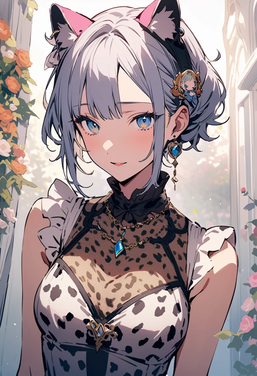masterpiece, Highest quality, Illustration of the novel, High resolution, 18+ Adult content, Sensual, Intimate, Emotional, Passionate, romantic, sweet, Adorable, Innocent, Pure, Charmな, Charmな, Charm, mysterious, Charmな, Charmな, Immersive, Charmな, dream-like, Surreal, Imaginative, Whimsical, Artistic, Avant-garde, timeless, elegant, Sophisticated, chic, Sophisticated, personality, original, Charmな,(Cheetah Dress:1.3)、Female Band、live、((Upper Body:1.3))