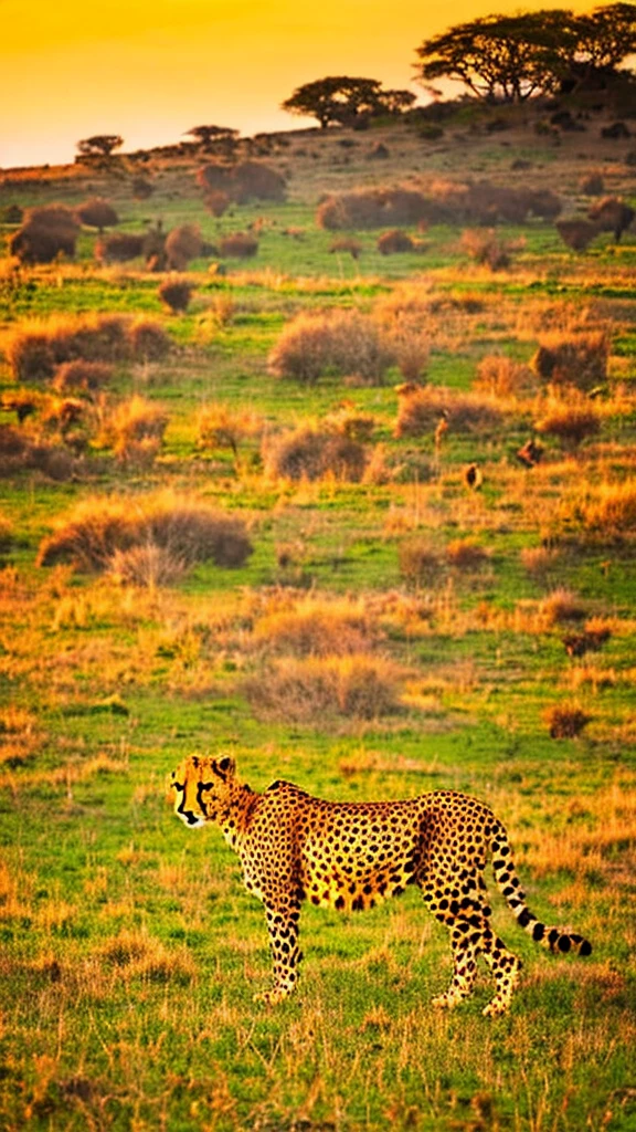 masterpiece, highres, cheetah, savanna, best lbackground