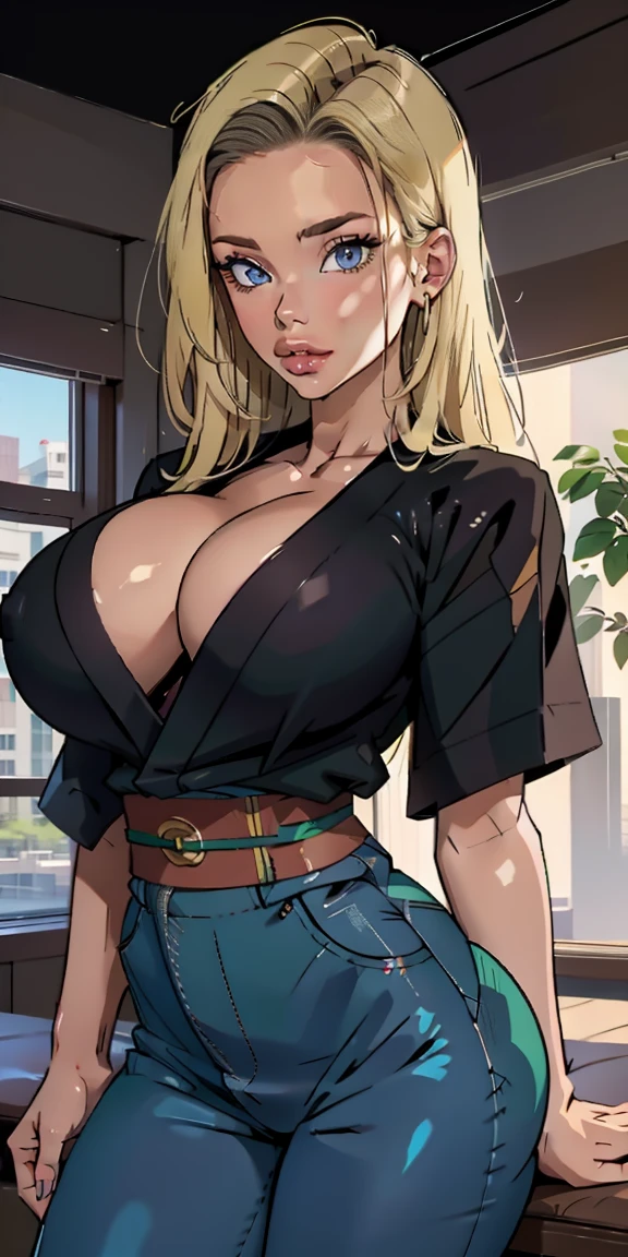 senju_tsunade, huge_, Grey_short_kimono_Blue_obi_Blue_pants_Green_haori, masterpiece, best quality, detailed face, detailed eyes, highres,