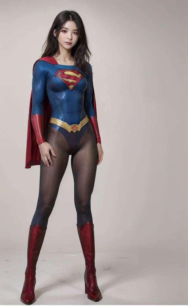 No background、(((Beautiful legs in black tights.)))、(((Legally express the beauty of your smile)))、((((Make the most of your original images)))、(((Body-hugging Supergirl costume)))、(((Supergirl Costume)))、(((Beautiful Hair)))、(((suffering)))、(((Please wear black tights....、Wear red boots)))、((Best image quality、8K))、((Highest quality、8K、masterpiece:1.3))、(((Preserve background )))、Sharp focus:1.2、Beautiful woman with perfect figure:1.4、Slim Abs:1.2、Wet body:1.5、Highly detailed face and skin texture、8K