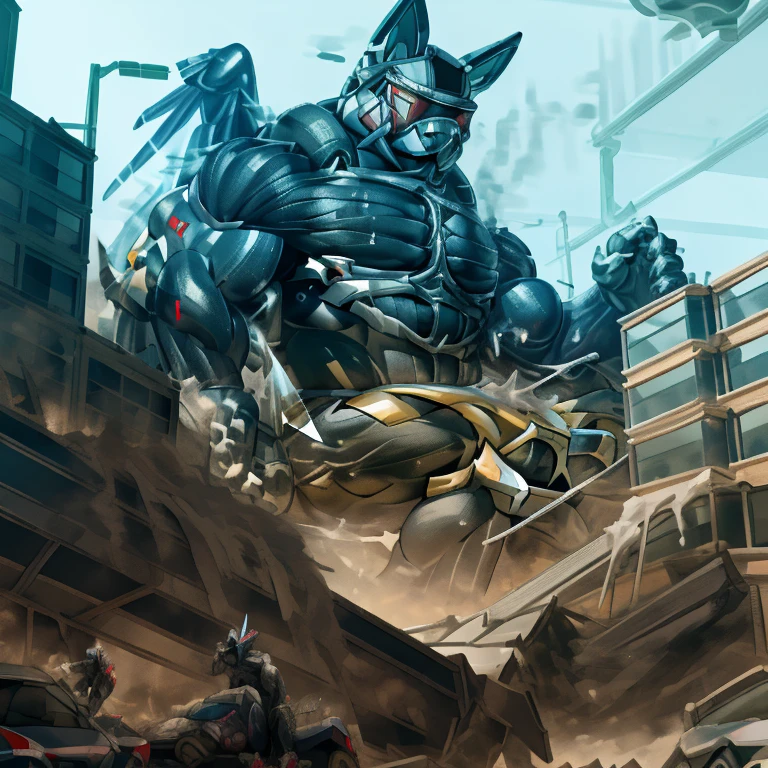 (masterpiece. official art. 8k. best quality. detailed full body. full body.)
(situation 1 : dominating LUCARIO.  Height 10000m.)

(Additional details 1: wearing a full-face helmet. helmet is jet black. The color of NANOSUIT is jet black. high-tech bio-mecha armor. real texture material. whole body shines like metal. Wearing cyberpunk mecha. emphasizes the muscles. suit fully made of metal. intricate armor. Robotic suit. suit fully made of metal. NANOSUIT with the same design as LUCARIO.). (Lucario has 5 toes.)

(Additional details 2: (Detailed head. Detailed Body. Detailed abs. gigantic muscles. HYPER MUSCLES. Gigachad Muscular. big muscle. pecs. triceps. traps. unusually developed muscular body. body full of huge muscles. showing off muscles. pectorales enormes. Exaggeratedly huge muscles. huge muscles. long legs.).

(Additional details 3: nj5furry, Spread wings. It has wings. black have big wings. The claws are sharp. Sharp teeth.5 toes.).  (Additional details 4: black color hyper penis. hyper black penis. big penis) (Additional details 5 : Spraying hyper cum up everywhere into the sky from his erect penis. wide spray of cum, covered in cum, cum splashing in front of camera, bukkake, earth is under a thick later of cum.) He is laughing defiantly.