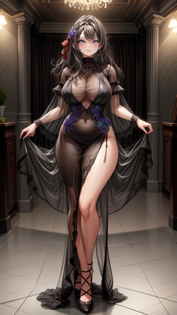 (in 16K、A high resolution、Best Quality、 masuter piece、unreal engine、amine、top-quality、From the thighs up:1.2),(Natural Skin Texture、Detailed skin、Beautiful skin、ultra sharpness),intricate detailes、Extraordinary beauty,(((gigantic breasts,voluptuous body、1 cute woman,20 to 25 years old,adult lady,sadako from the ring,Black nails,))),(an extremely cute and beautiful face:1.2),(((nsfw,big eyes,sharp eyes,eye bags,eyelash extension,pale skin,black hair,very long straight hair,bottomless,Coming in through the door))),(solo,hair over oen eye,empty eyes,Expressionless,Tempting,Fawning,darkness,Dark atmosphere:1.6),(A long, transparent nightgown:1.4),(Are standing,Late Night,indirect lighting,dim:1.5),