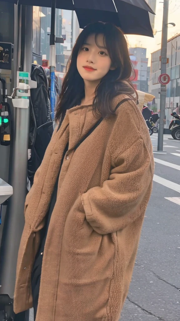 Street performance singing Japanese girl in her 20s