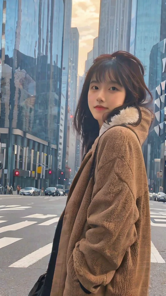 Street performance singing Japanese girl in her 20s