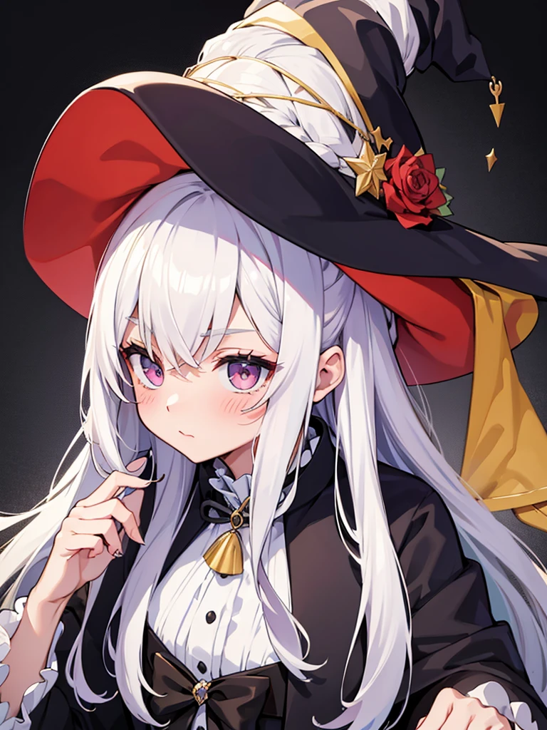 ?????????, 200-year-old witch, White long hair, blush , There's magic in her hands
