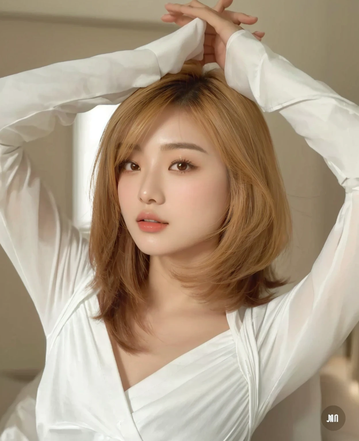 arafed asian woman in white shirt posing for a photo, the hime cut, ayaka, chiho, with short hair, white hime cut hairstyle, heonhwa choe, beautiful south korean woman, parque me, Chiho Ashima, Beautiful young Korean woman, Beautiful young Korean woman, sun yunjoo, Lee Ji Eun