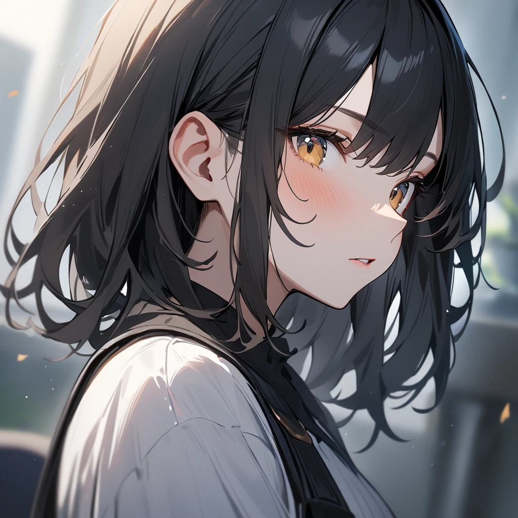 1 girl,Solo,wolf hair,black hair,portrait, masterpiece, best quality, very aesthetic, absurdres 
