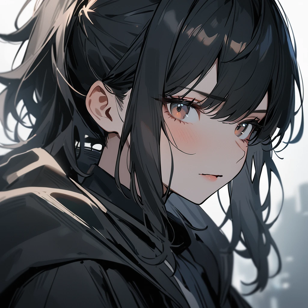 1 girl,Solo,wolf hair,black hair,portrait, masterpiece, best quality, very aesthetic, absurdres 