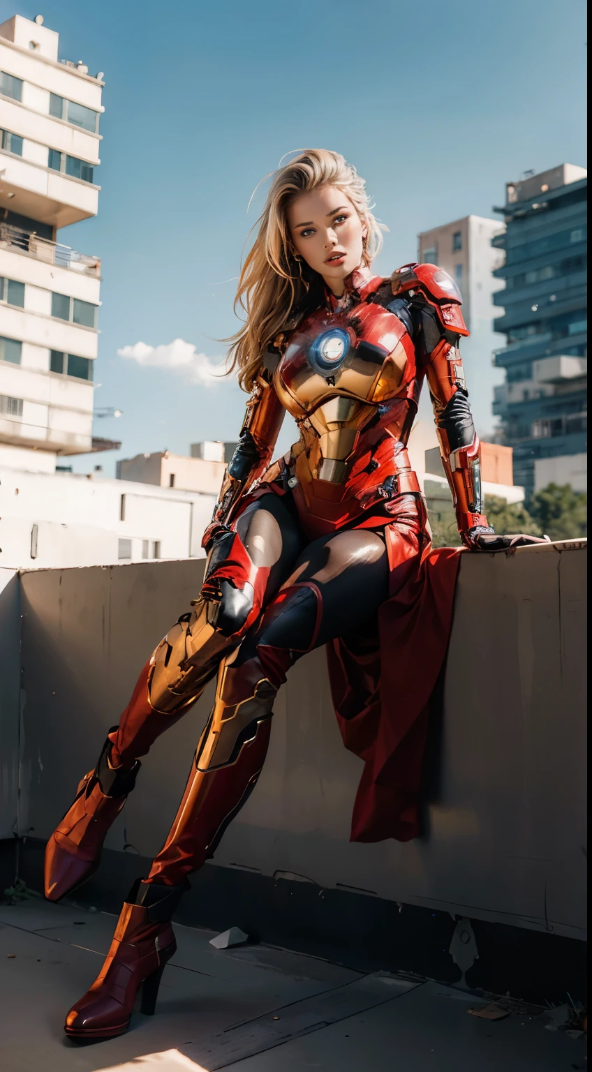 (1girl:1.3), solo,__body-parts__, official art, unity 8k wallpaper, ultra detailed, beautiful and aesthetic, beautiful, masterpiece, best quality, RAW, masterpiece, super fine photo,, best quality, super high Resolution, photorealistic, sunlight, full body portrait, stunningly beautiful,, dynamic pose, delicate face, vibrant eyes, (side view), she is wearing a futuristic Iron Man mech, red and gold, Highly detailed abandoned warehouse background, detailed face, detailed complex busy background, messy, gorgeous, milky, high detailed skin, realistic skin details, visible pores, sharp focus, volumetric fog, 8k uhd, dslr camera, High quality, film grain, fair skin, photorealism, lomography, sprawling metropolis in a futuristic dystopia, view from below, translucent, her pose is 