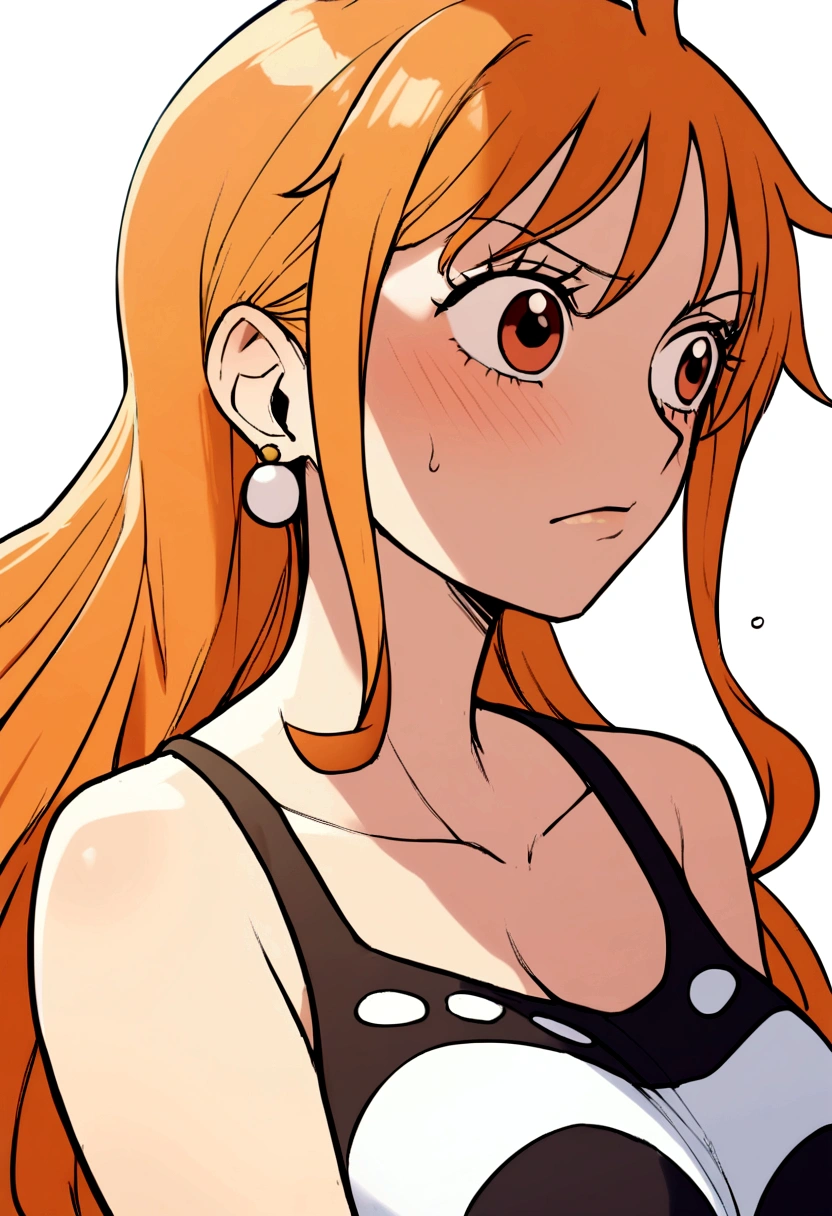 1girl, nami one piece, egghead island clothing, hot weather