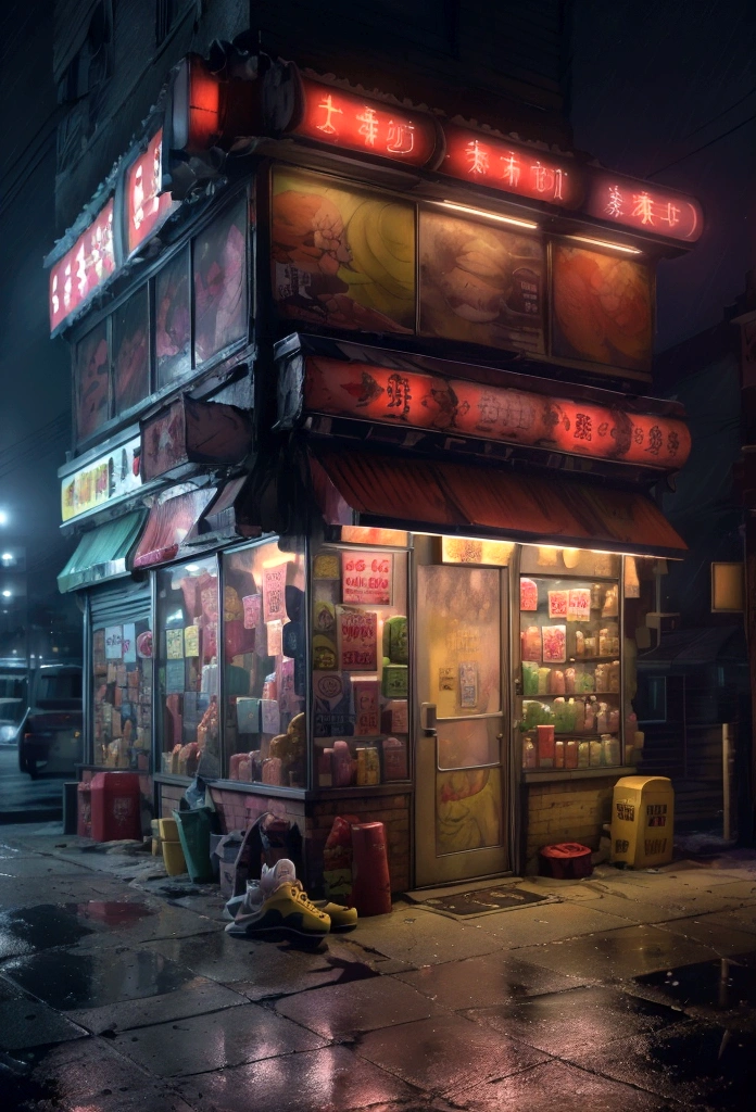 8k,((looking at the camera in:1.2)),(nearing perfection:1.4),dynamic,smooth private parts,Focus sharp,Lighting,Vibrant brushstrokes, bold colour,Be expressive, Emotional, offcial art,Unity8k wallpaper,ultra - detailed,Beautiful and beautiful,tmasterpiece,Best quality at best,1 girl,beautiful eyes,The content is very detailed,dynamic,(Ruffled skirt),(medium:1.3),Chaos in its most beautiful form,Elegant,designs,Vibrant colors,(Corner store,fleeing,the night,shoe),