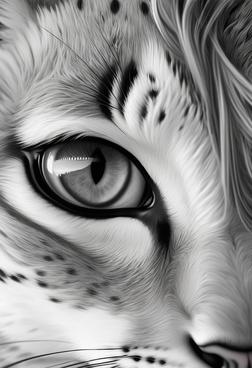 Cheetah Close-up,Sharp eyes,Black and White
