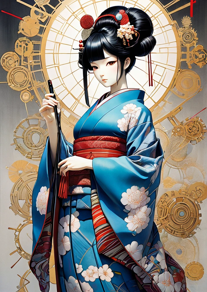 1 girl
mechanical arms
geisha
kimono
(art by Yoshitaka Amano )