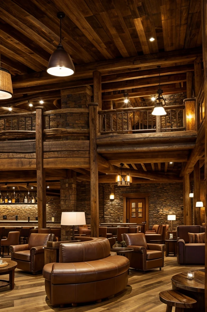 rustic themed lounge in a hotel 