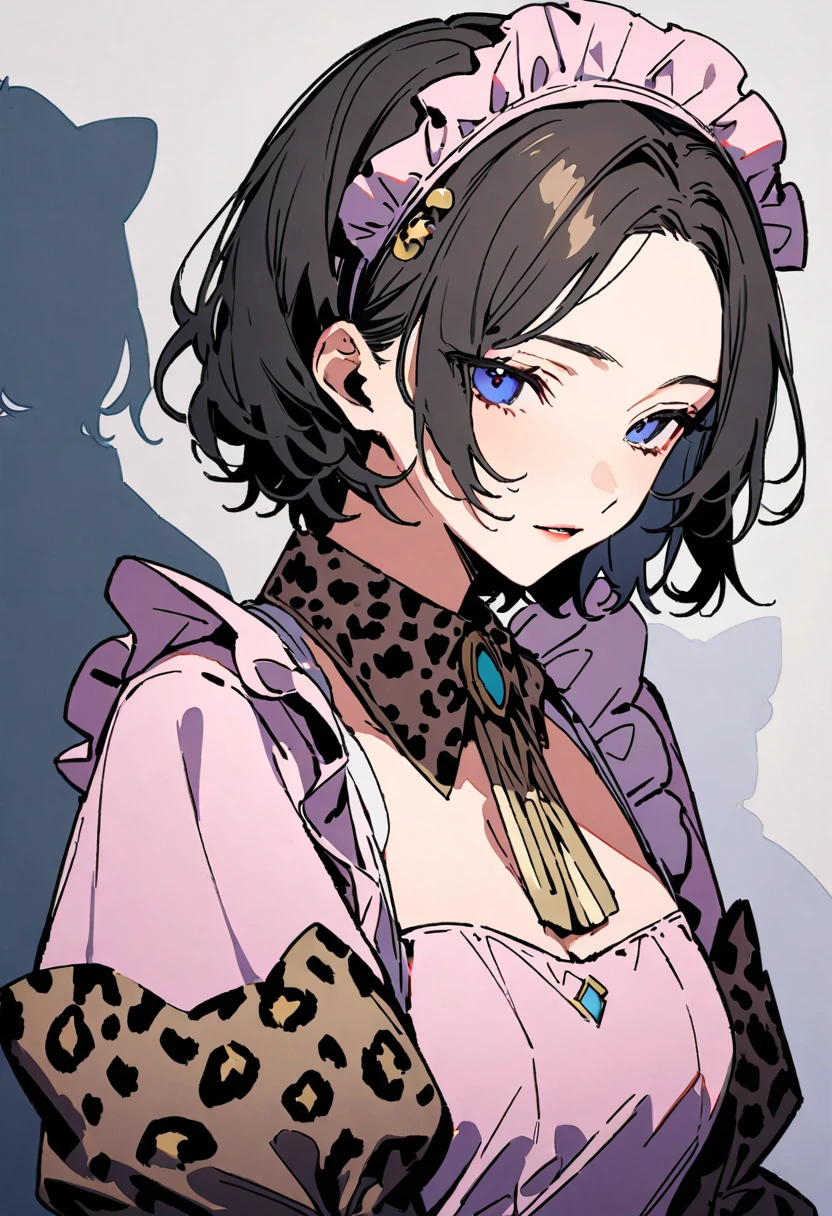masterpiece, Highest quality, Illustration of the novel, High resolution, 18+ Adult content, Sensual, Intimate, Emotional, Passionate, romantic, sweet, Adorable, Innocent, Pure, Charmな, Charmな, Charm, mysterious, Charmな, Charmな, Immersive, Charmな, dream-like, Surreal, Imaginative, Whimsical, Artistic, Avant-garde, timeless, elegant, Sophisticated, chic, Sophisticated, personality, original, Charmな,((Maid clothes:1.3)),(Cheetah Dress:1.3)、Female Band、live、((Upper Body:1.3))