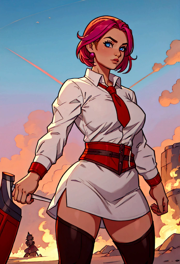 cute woman ready for battle