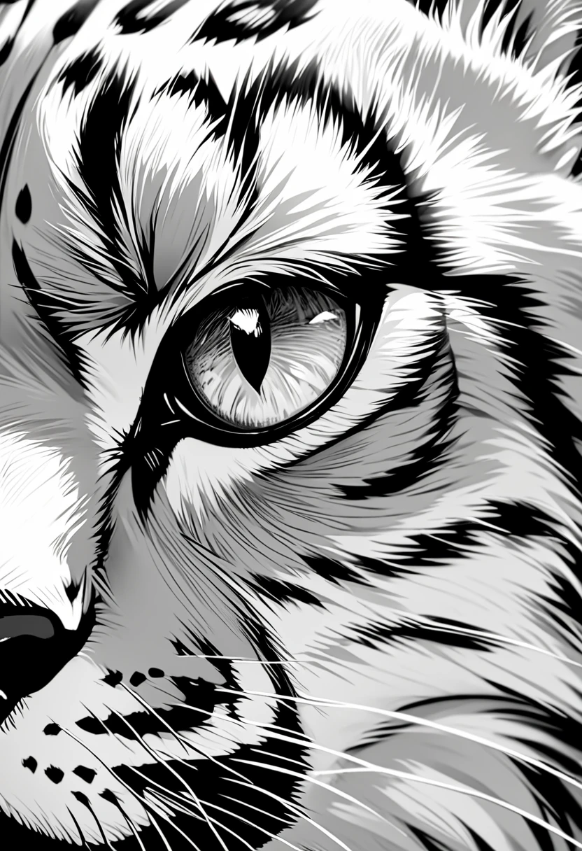 Cheetah Close-up,Sharp eyes,Black and White