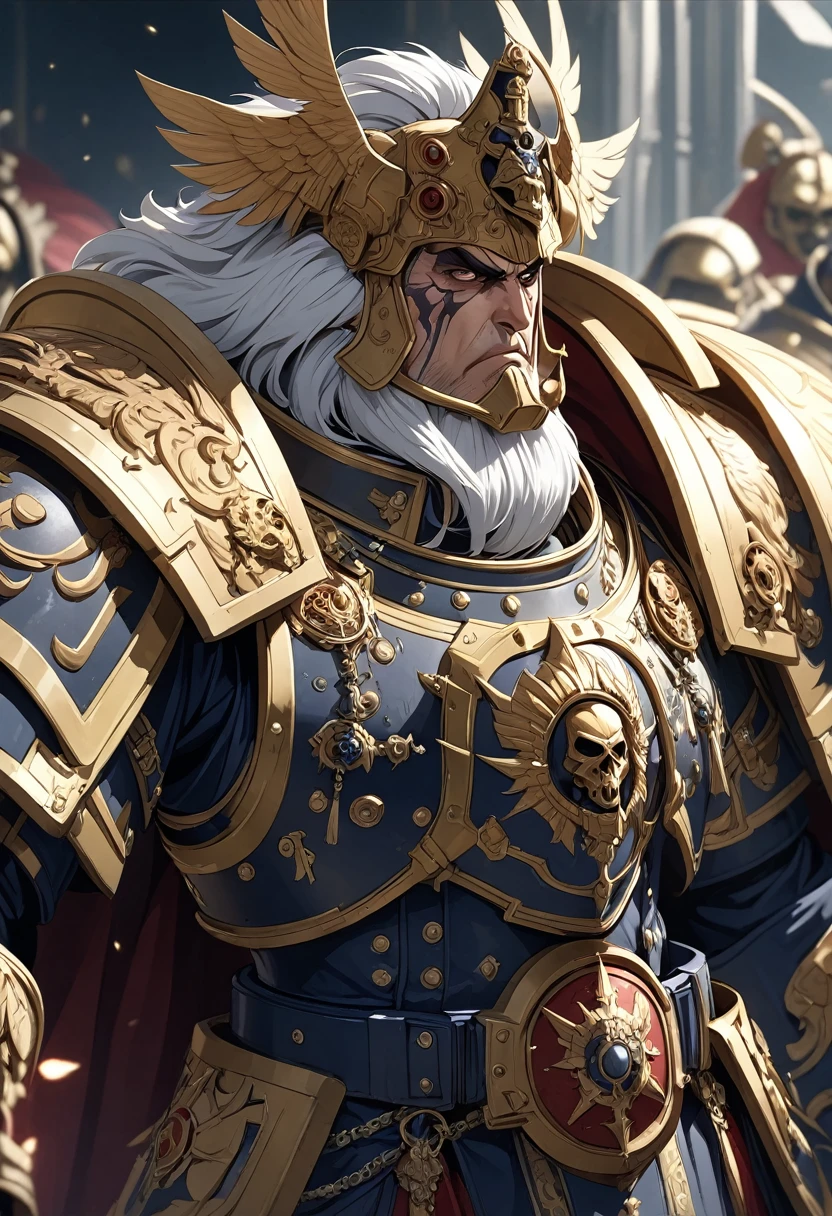 Kramer as God Emperor, Warhammer 40K, Decorative armor, (Skin with attention to detail_1.2), 8K Ultra HD, Digital SLR, sharp