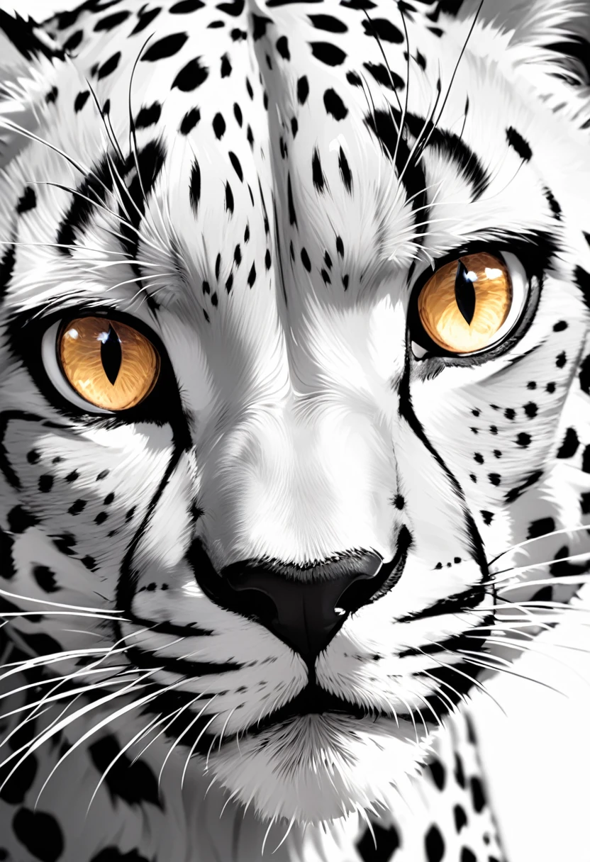 Cheetah Close-up,Sharp eyes,Black and White