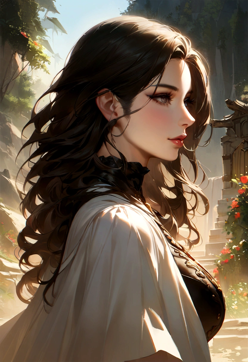 Retrato de uma mulher bonito em um campo brilhante ventoso, Rio, (Backlighting), Realistic, master part, extremely high quality, Reflexo da lente, sombra, florescer, [[chromatic aberration]], Directed by: Jeremy Lipking, Directed by: Antonio J. Manzanedo, pintura digital, Estilo-GlassFinal, textura natural da pele
