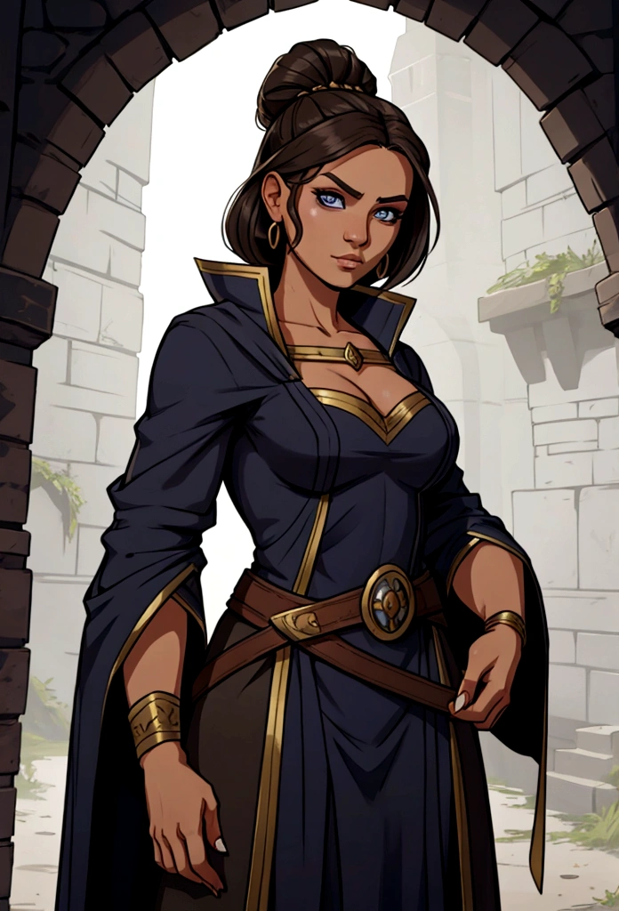 cute woman ready for battle mage potrait
