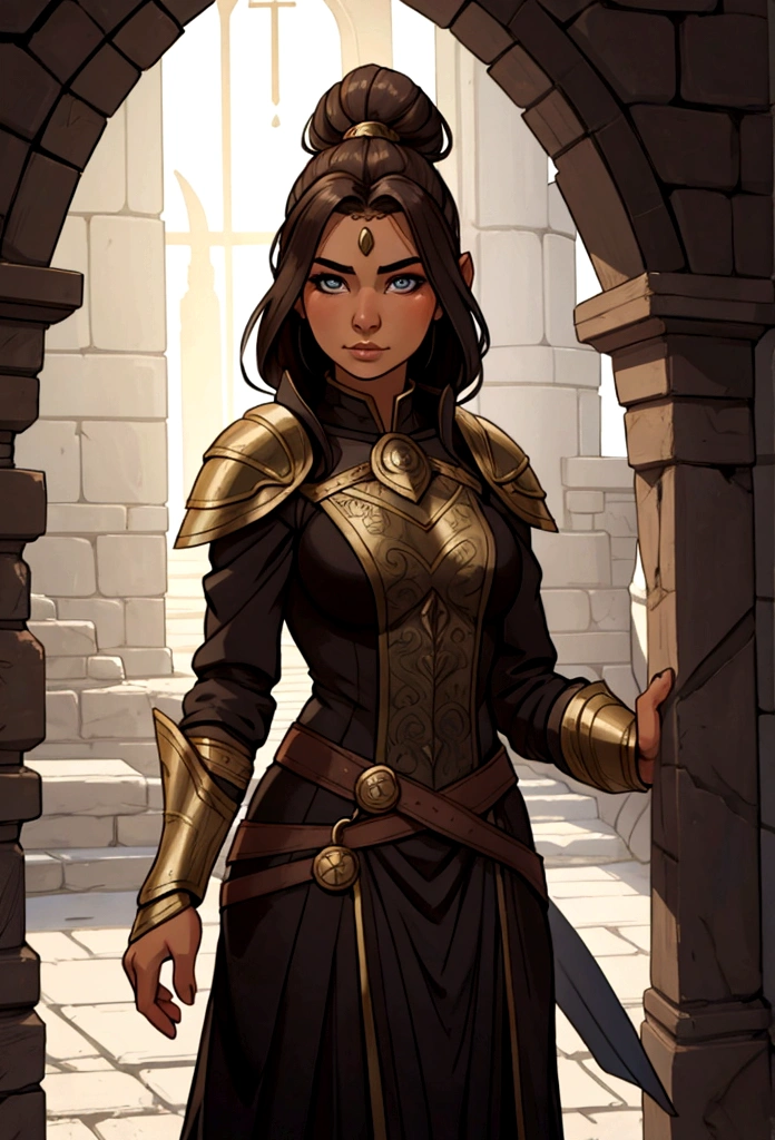 cute woman ready for battle mage potrait