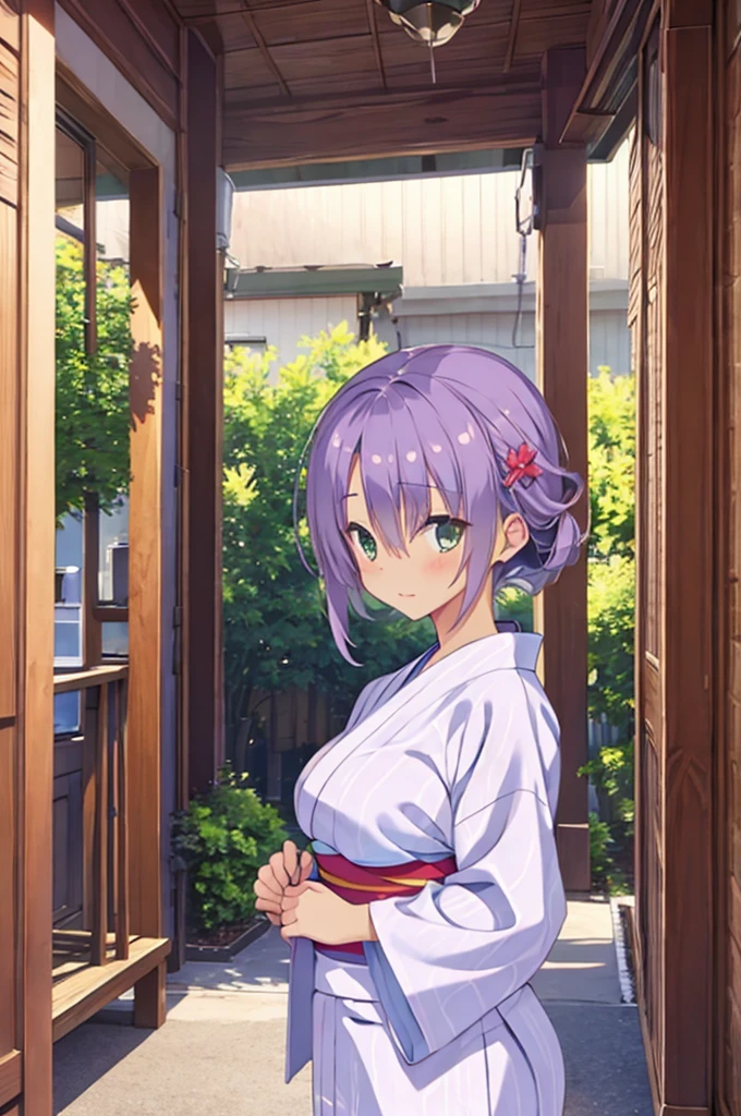 Cute beautiful girl、Open yukata、Big Breasts