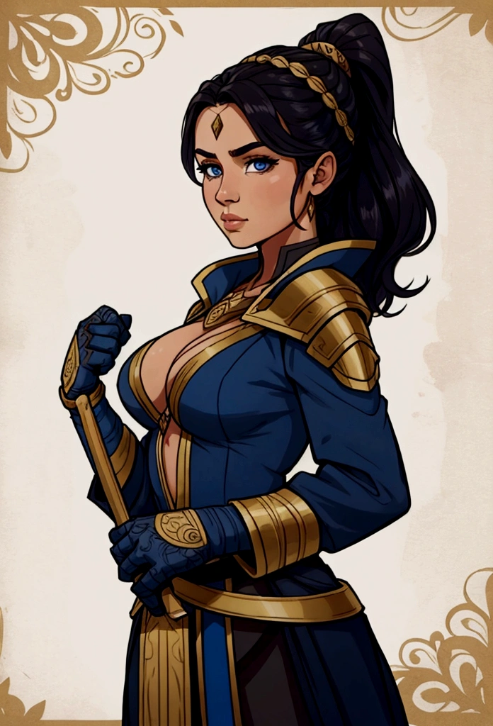 cute woman ready for battle mage potrait