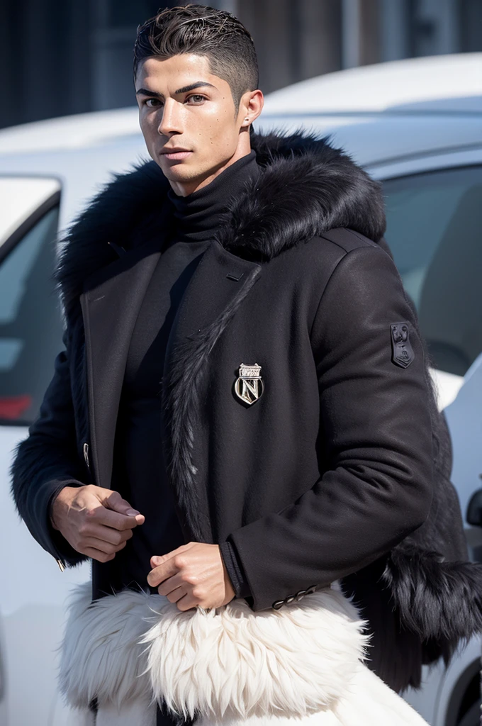 Cristiano Ronaldo with fur