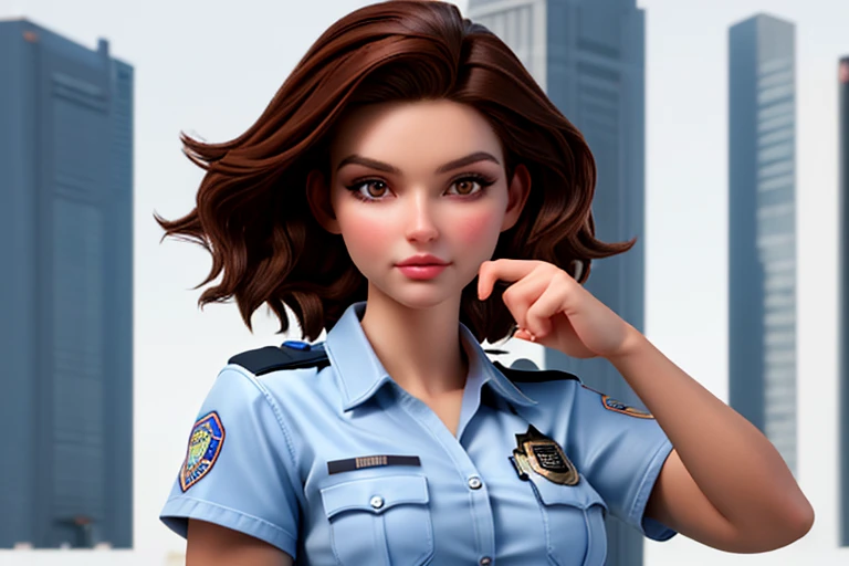 High resolution,high quality,Perfect body,Perfect Face,Perfect Fingers,Beautiful Skin,One girl,American-style police officer,Brown Hair