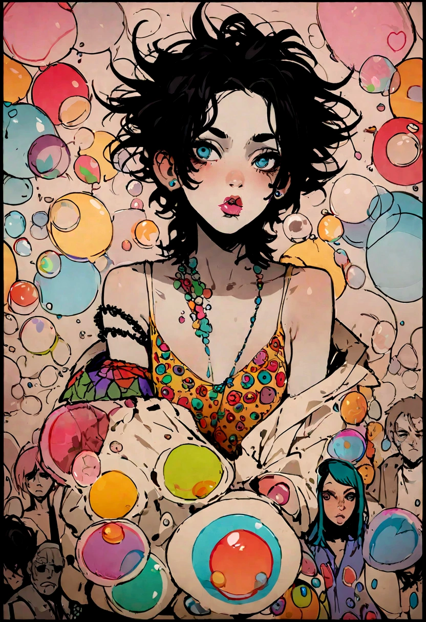 samdoesarts style drunk beauty plays the delirious person in the sandman, (Colorful soap bubbles that create hallucinations), author:Jeremy Mann, By Sandra Chevrier, author:dave mckean、richard avedon 和 maciej cuciara, Punk Rock, girl, High Detail, 8K
