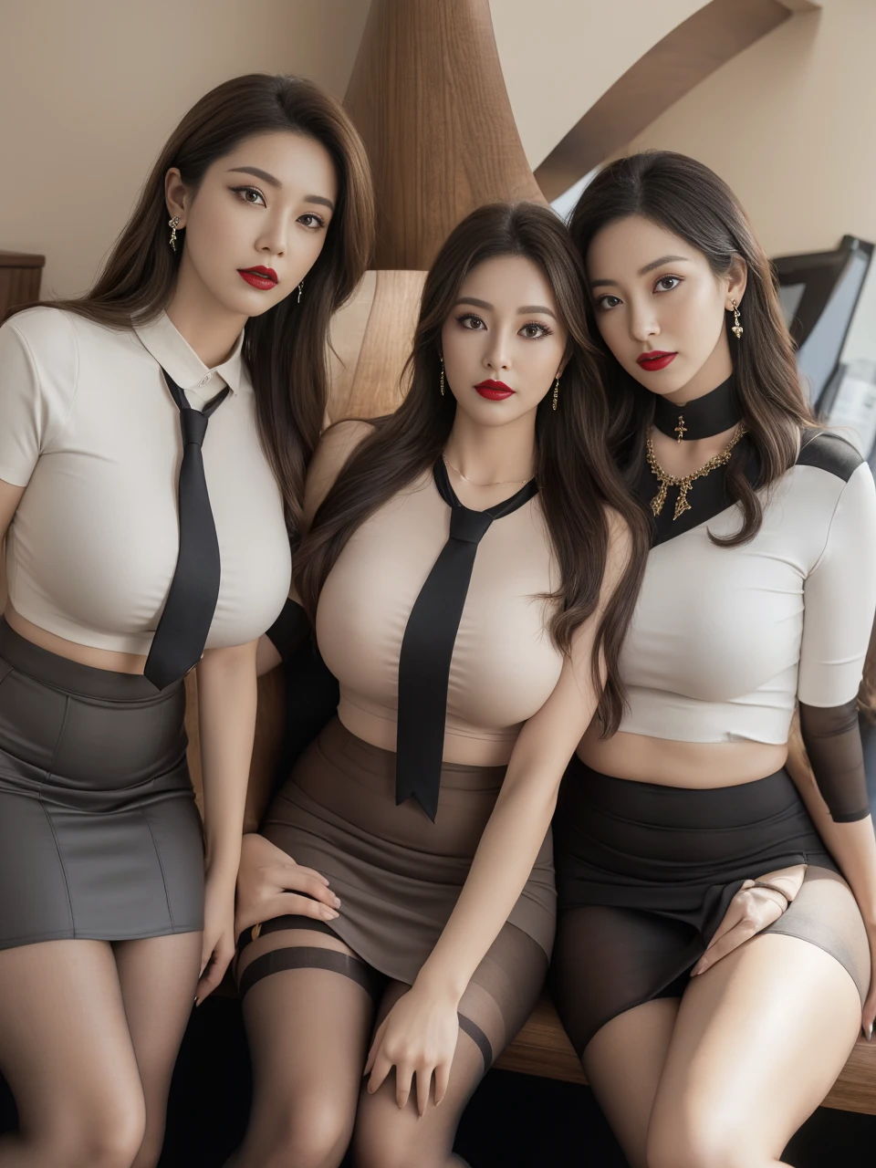 outdoor，Scenes，Clothes color random, (No cleavage),thigh, cosmetic, (Lipstick: 1.1), (Eyeliner: 1.2), mascara, Eyeshadow,Outdoor sports, earrings, necklace, Black pantyhose, Wrinkles at the corners of the eyes, Oral wrinkles,High Neck Knit Bodycon Skirt，full-body shot，An Asian Japanese woman，65 years old，big eyes，elegant temperament elegant temperament，(masterpiece:1.2, best quality), actual, (real picture,45 years old， Intricate details, Depth of Field，High neck clothes), careful, The content is very detailed, This is a perfect face, Perfect body, Large Model, Mature woman, High, Leg length,Black silk suspenders，8k,best quality, masterpiece, Ultra-high resolution,(lifelike:1.4), original photo, Stay focused, detailed, dramatic, Exquisite beautiful woman, (tall and straight:1.1),(Fat goddess desetallic high leg high collar dress mini skirt:1.0),(High collar fitted skirt),half butterfly earrings, double ring necklace, (:1.05), (65 years old, : 1.4), cosmetic, (Lipstick: 1.1), (Eyeliner: 1.2), mascara, Eyeshadow, Long curly hair, Dynamic Angle, (Red lips)Beautiful graphics, thigh long，Random Color Greasy Reflective Tights, Scenes，Fishnet stockings，Red high heels