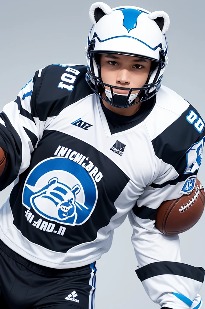 Logo of a team in white colors, black and blue with a white bear