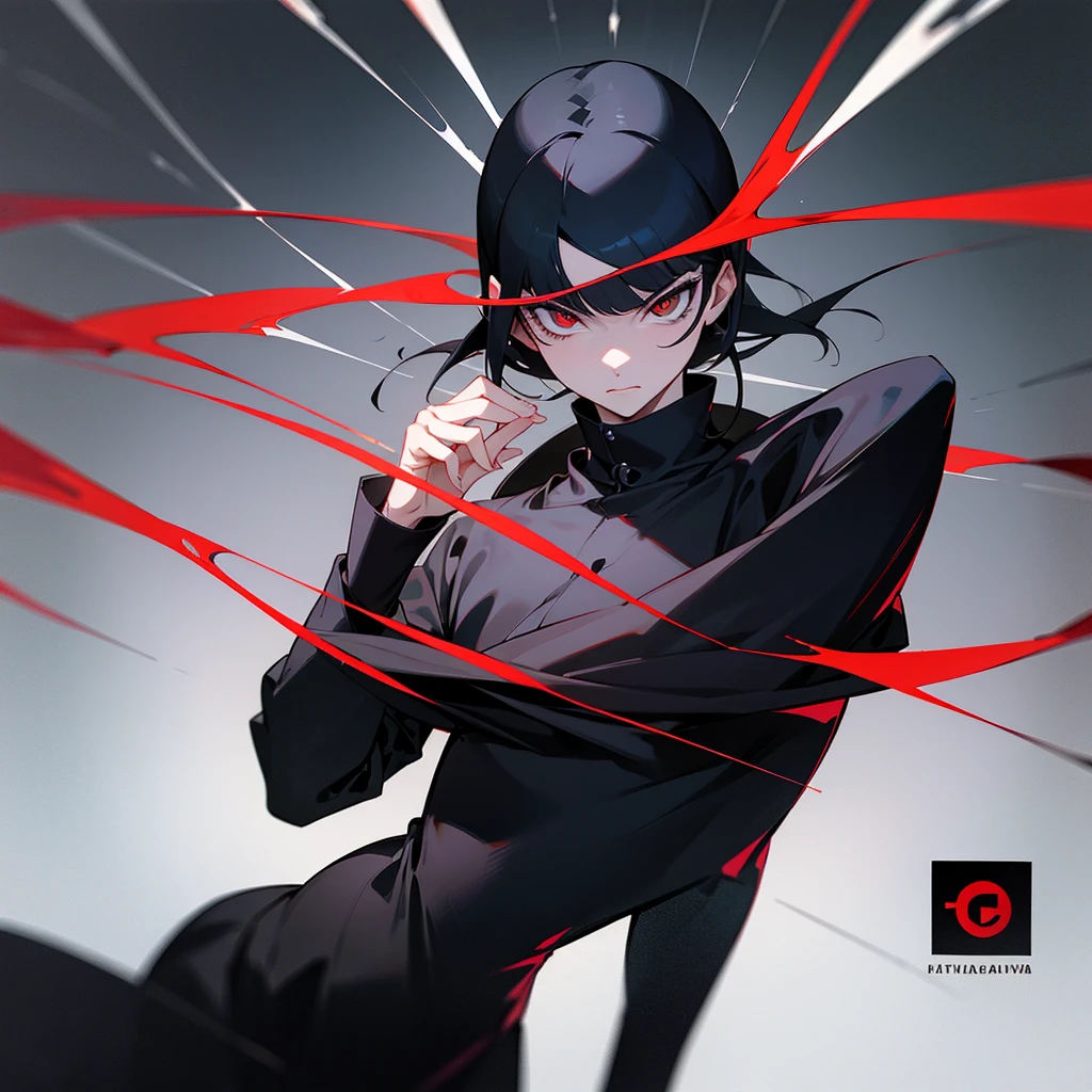 A sleek and modern logo design for a Telegram music channel. The background is a sleek black, with a bold and vivid red circle inthe center. Above the circle, a stylized ninja in pure black, adds a touch of cool and edgy flair to the design. Above the ninja, the channel name "KatanaMusic" is written in clean, modern font, exuding a sense of sophistication and style. Anime style