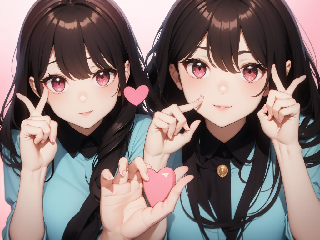 Korean hand heart, finger heart style, cute heart Korean, salanghaeyo, white background, one hend, pink heart, only hand and heart, a cute girl, dark gold pink background, cute beautiful love.