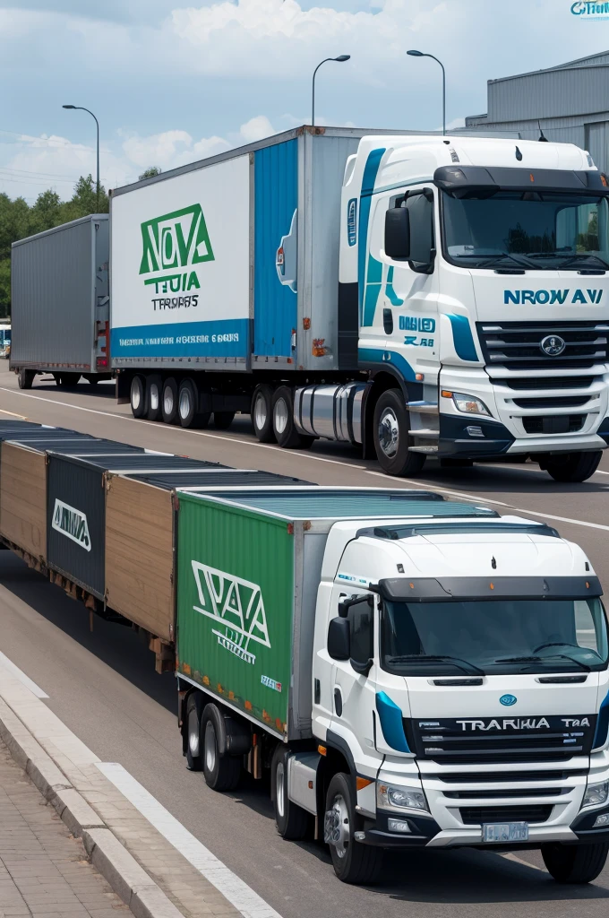 Create a logo with trucks with the Trasportes Nova City logo