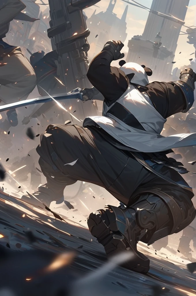 ((Best quality)), ((masterpiece)), (detailed), Panda in battle