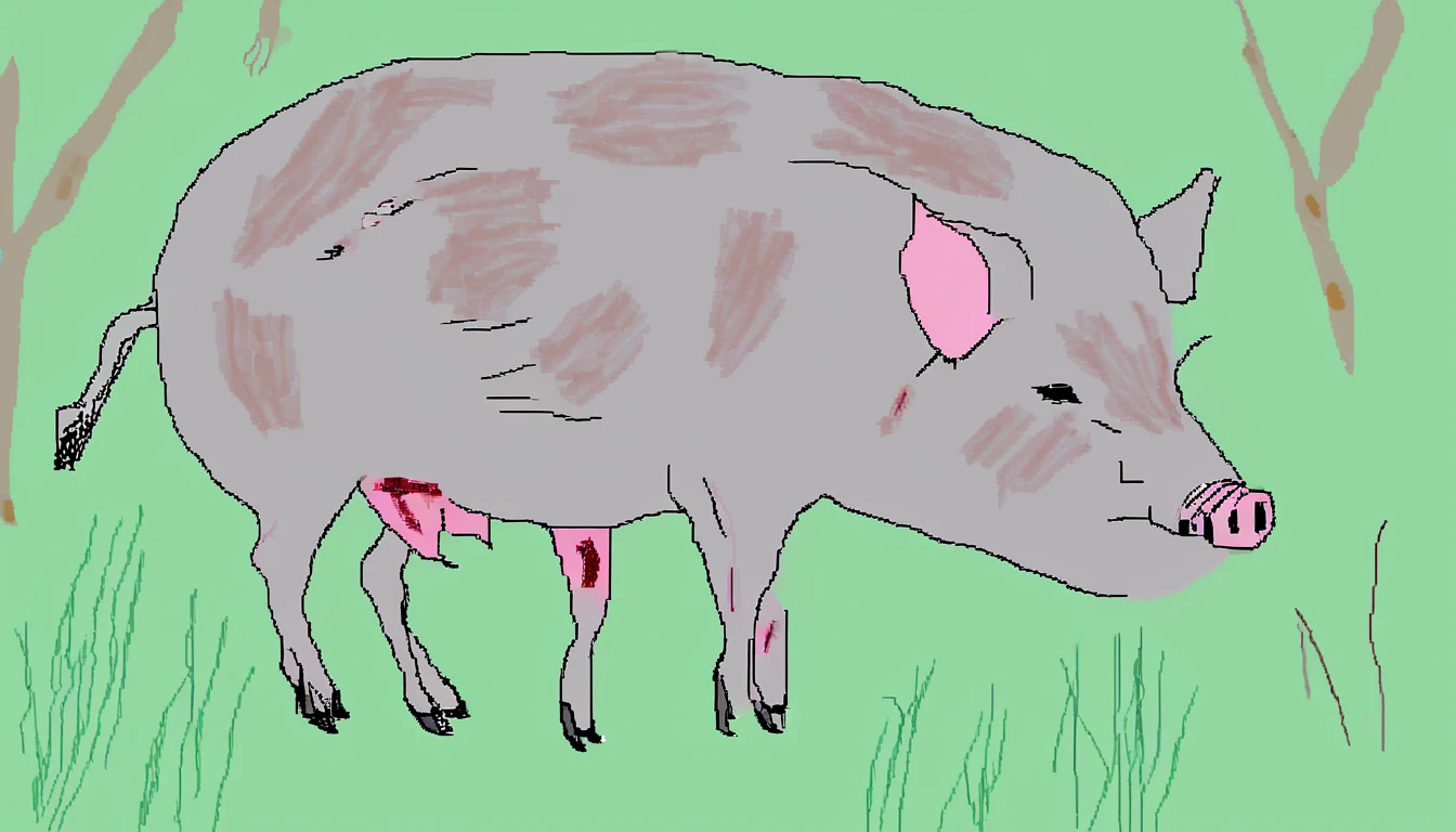 A wild pig portrait, ms paint