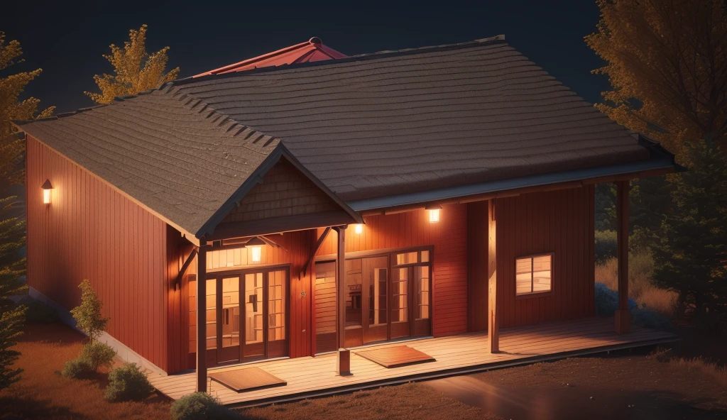 a rendering of a small house with a red roof and a porch, front elevation view, elevation view, front-view, frontview, front view, digital rendering, digital model, building facing, isometric view from behind, an extremely detailed building, d render, 3 - d render, 3 d render n - 9, 3 d model, 3d model