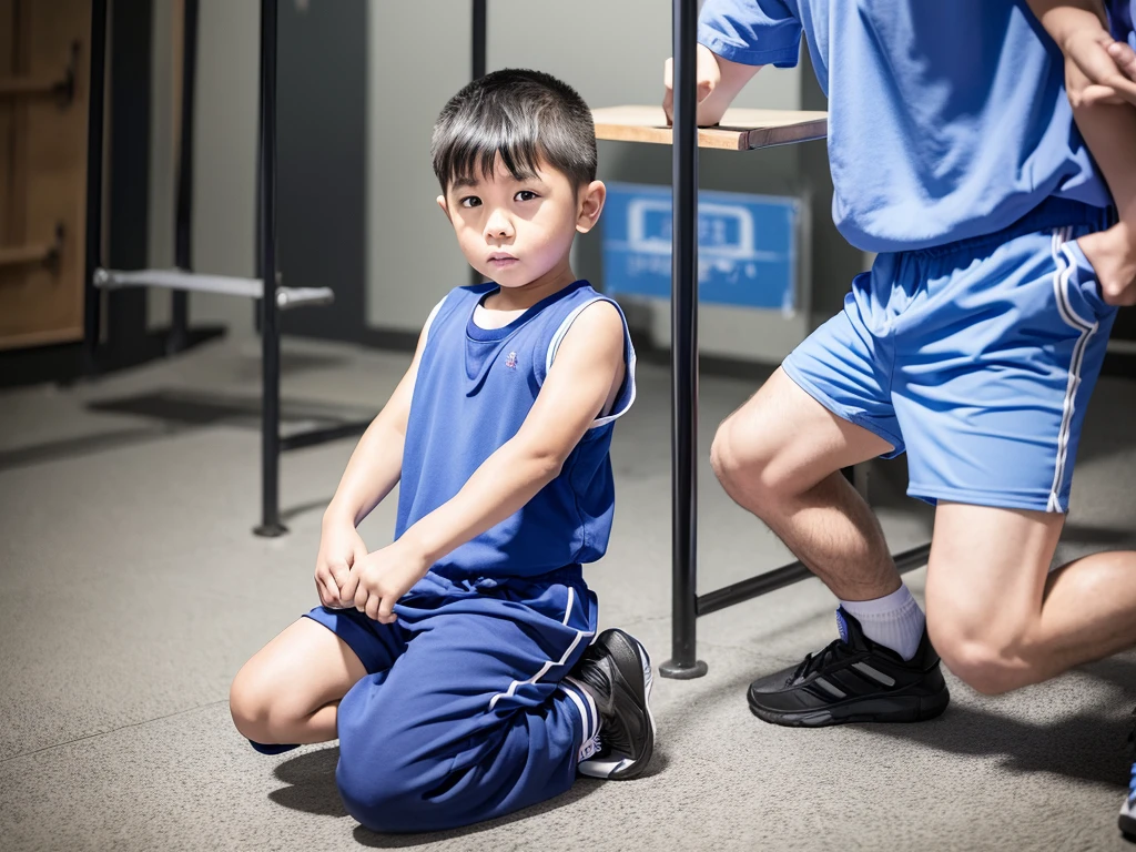 Prison cell、 regression、Prison officers abuse、、Diaper forced、Kneel、Boy rapes boy、Boy in gym clothes、Shorter than other people、(１０Age 1.4)、Blue shorts、Japanese、Hot summer day、My body is shaking with fear、Frightened boy、I&#39;m about to cry、torture、（Boy 1.4）